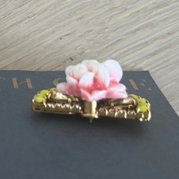 Elizabeth Cole Pink Floral and Citrine Bead Fan Earrings - NWOT - Picture 11 of 11